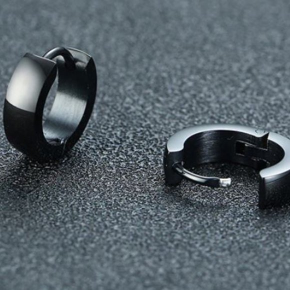 Ion Plated Stainless Steel Huggie Hoop Earrings - Picture 3 of 4